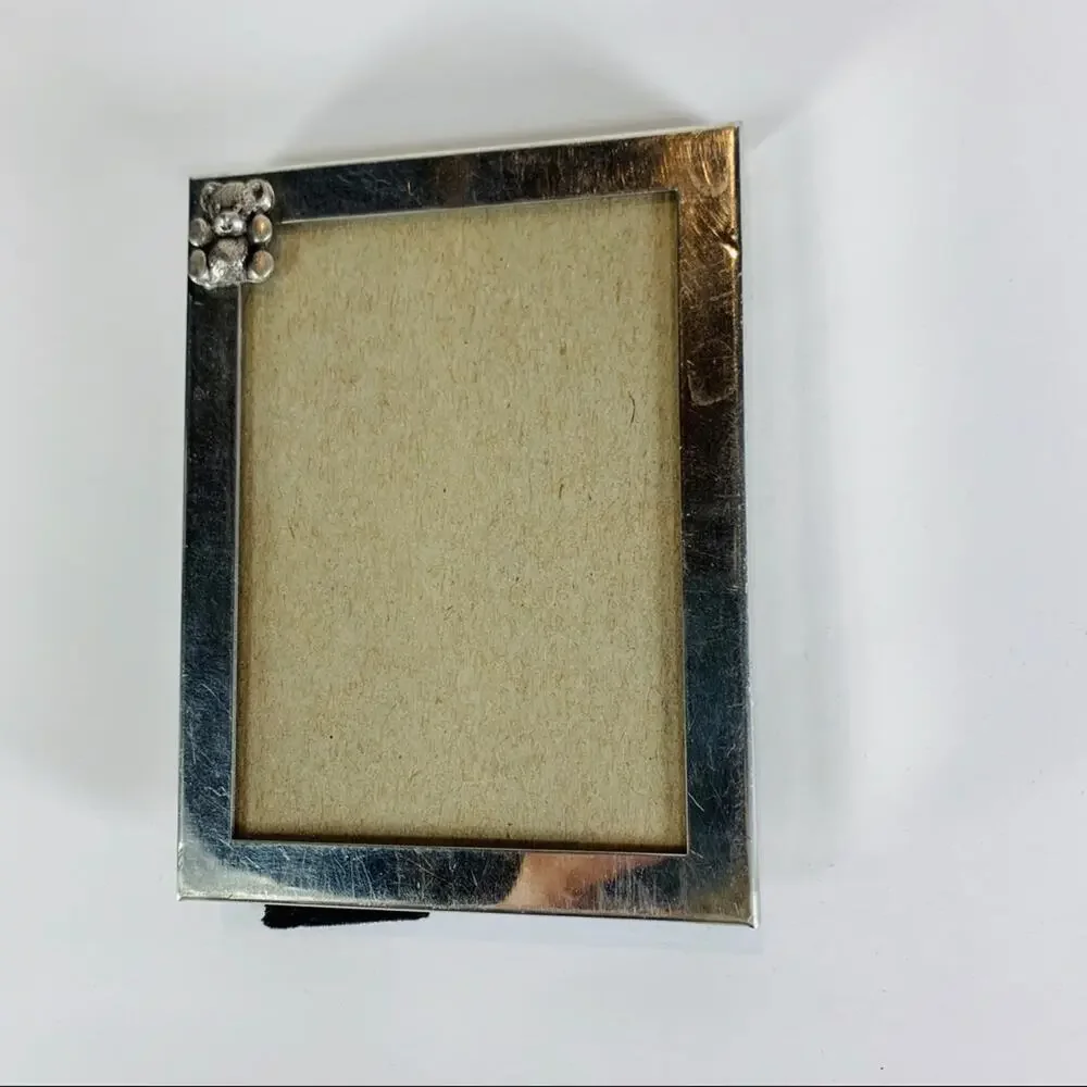 Vintage 80s Silver Teddy Bear Frame Tabletop 3.25 x 4.25